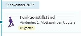 De visas i en gemensam lista, där typen av bedömning anges som antingen Funktionstillstånd eller ADL.