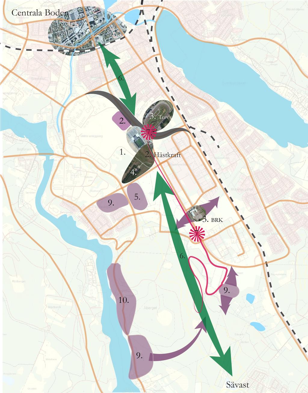 Till höger redovisas en karta med utvecklingsområden. Dessa beskrivs mer ingående på följande sidor med numrering från 1 till 11. 1. Ö kad samverkan 11.