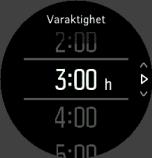 Välj Mål för veckan och tryck på mittknappen. 2. Välj ditt nya målantal genom att trycka på övre högra, eller nedre högra knappen. 3. Tryck på mittknappen.