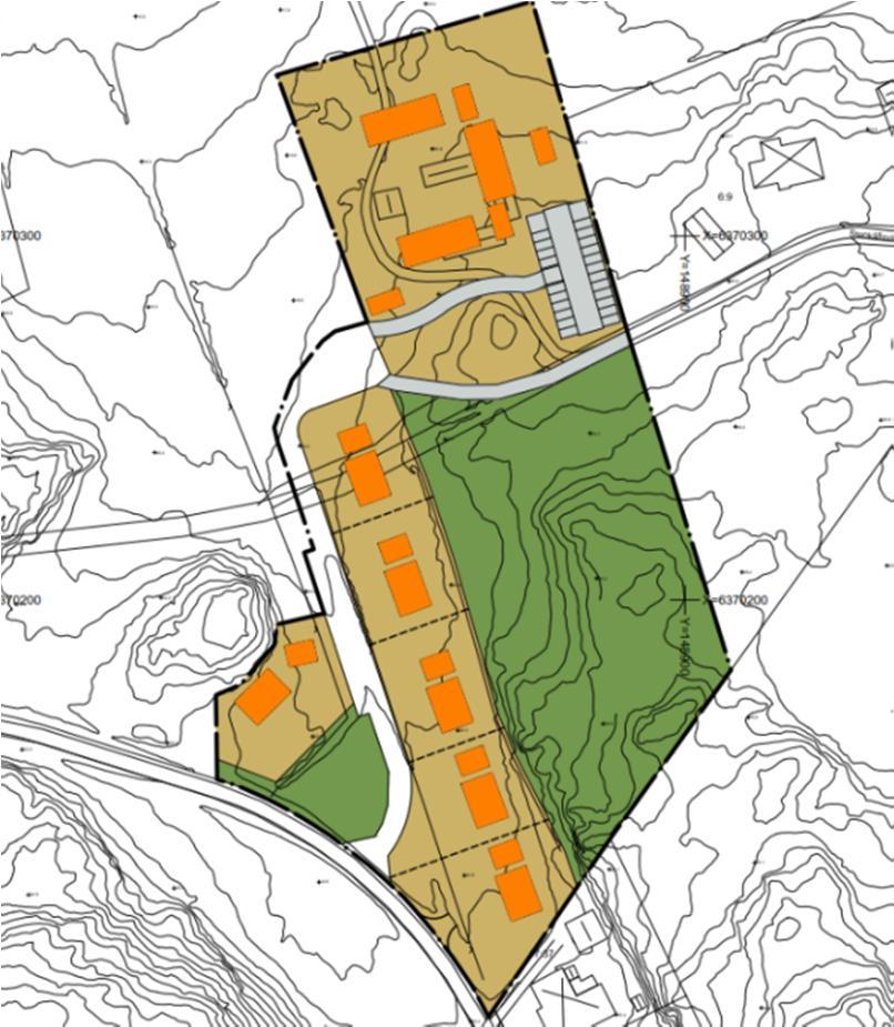 Bilaga 1.9 (11) Figur 2: Skiss över planerade hus. Beräkningar har gjorts av ekvivalenta ljudnivåer.