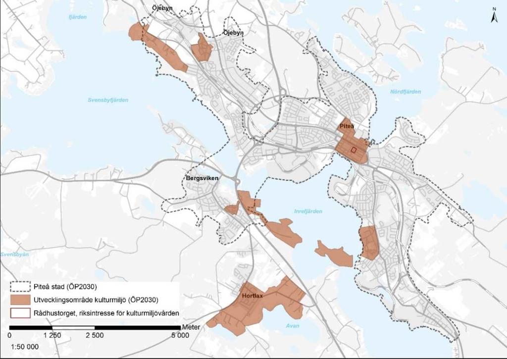 10 Figur 2. Utvecklingsområden för kulturmiljö enligt Piteå kommuns översiktsplan ÖP2030. 3.7.