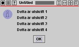 parseInt(indata); int count = 0; String utdata = ""; while (count < number) { count = count + 1; utdata = utdata + "Detta är utskrift " + count + \n ; utdata); //main //Loop1 villkor false true sats