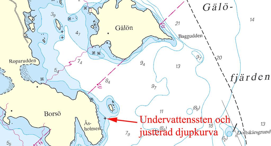 Nr 204 6 * 4811 Sjökort/Chart: 6172, 6173 Sverige. Norra Östersjön. Trosa. Borsö, Åsholmen. Undervattenssten och justerad djupkurva.