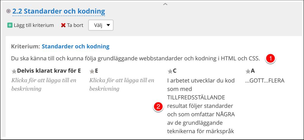 3.4 E- och C-nivå samma kriterier 1.