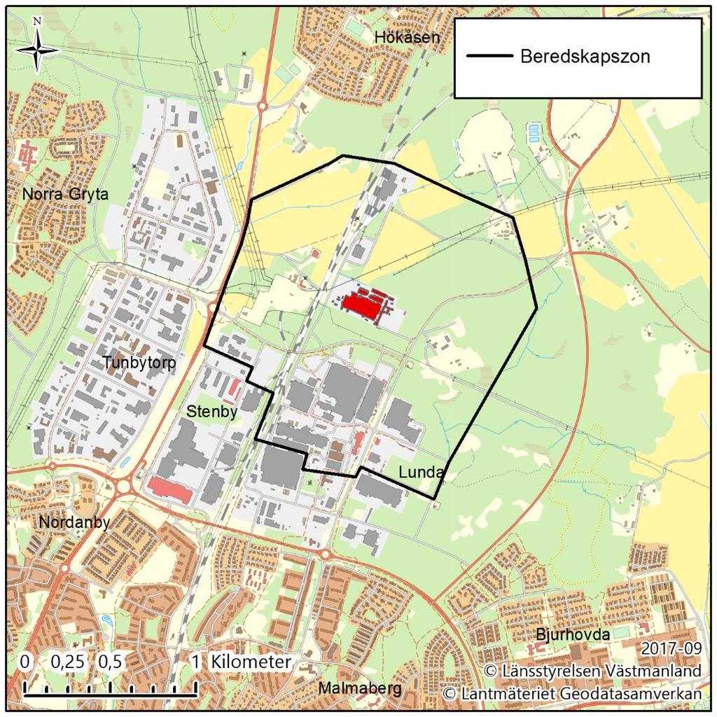 beredskapszonen har utarbetats i samråd SSM, MSB och Västerås stad.