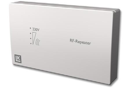 LK Repeater Cq HW Radio frekvens repeater till LK Trådlös rumsreglering Cq. Repeatern förstärker och ökar sändningsavståndet mellan LK Rumstermostat Cq och LK Mottagarenhet Cq.