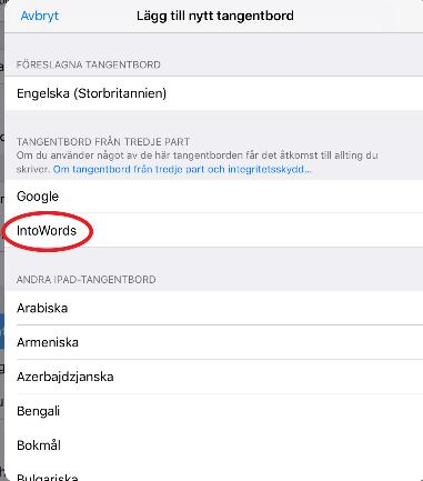 7. Välj Lägg till nytt tangentbord Och klicka på IntoWords