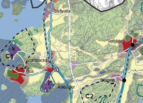 8 PM TRAFIKUTREDNING SUNNVÄRA, VARBERGS KOMMUN 2 Förutsättningar Det tänkta verksamhetsområdet ligger öster om väg E6, vid trafikplats nummer 56, se Figur 1.