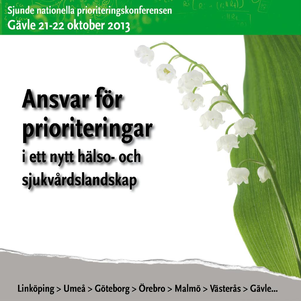 Nationella prioriteringskonferensen 2013 Under året började planeringen av 2013 års nationella prioriteringskonferens som kommer att arrangeras i Gävle den 21-22 oktober.