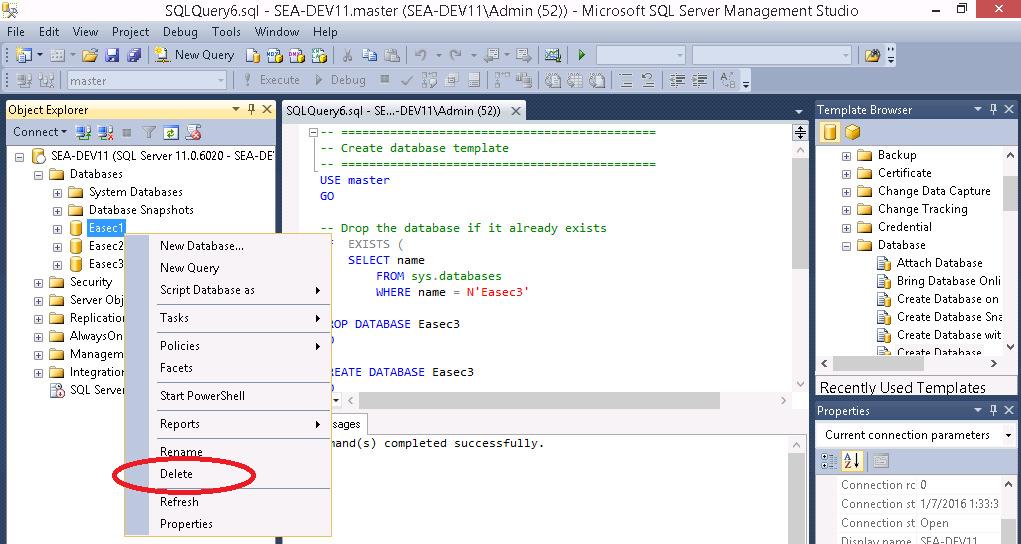 37 Steg 1: I Object Explorer, expandera Databases, högerklicka på Easec1.