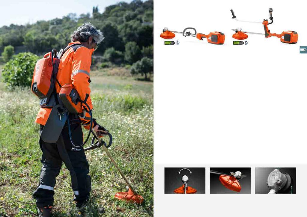 BATTERIER 17 NYHET! NYHET! HUSQVARNA 536LiLX Effektiv och lätt batteridriven trimmer. Egenutvecklad, borstfri motor ger hög effekt för optimal röjning under krävande förhållanden.