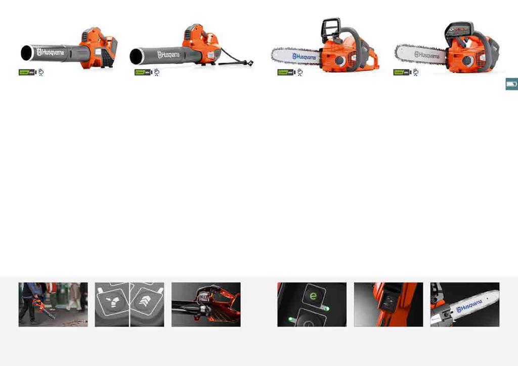 20 BATTERIER BATTERIER 21 NYHET! HUSQVARNA 536LiB HUSQVARNA 536LiBX HUSQVARNA 536Li XP HUSQVARNA T536Li XP Lätt, bekväm och kraftfull batteridriven blåsare.