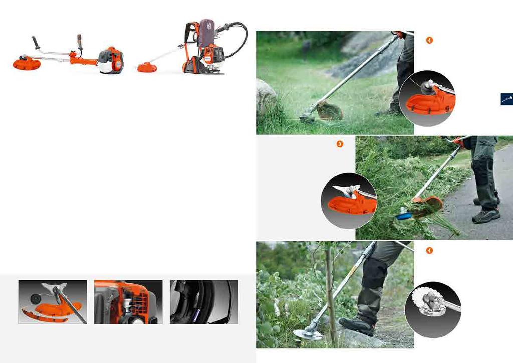 42 GRÄSRÖJARE OCH TRIMMERS GRÄSRÖJARE OCH TRIMMERS 43 Kombinerande tillbehör för RK/RBK-produkter. TRIMMER GTA 850-28 För normal grästrimning. Tillbehöret består av rigg, skydd och trimmerhuvud T35.
