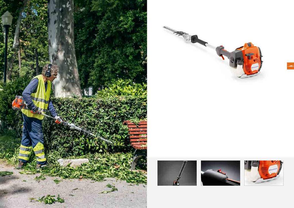 60 HÄCKSAXAR 61 NYHET! HUSQVARNA 525HF3S Kraftfull stånghäcksax för krävande arbeten. Genomgående robust konstruktion för de tuffaste jobben. Långt klippaggregat för ökad produktivitet.