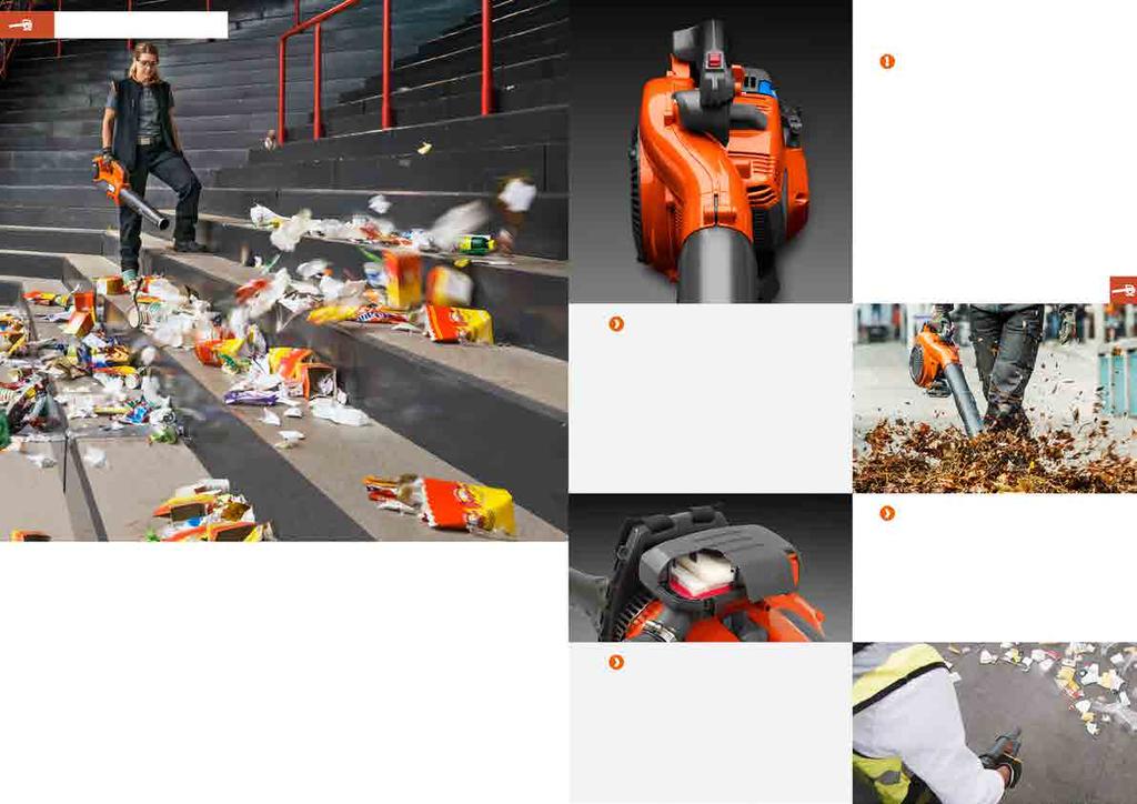 BLÅSARE BLÅSARE 65 Hög blåskapacitet, perfekt balans. Husqvarna 525BX har utvecklats för professionella användare som vill ha en lätt bensindriven blåsare med hög effekt.