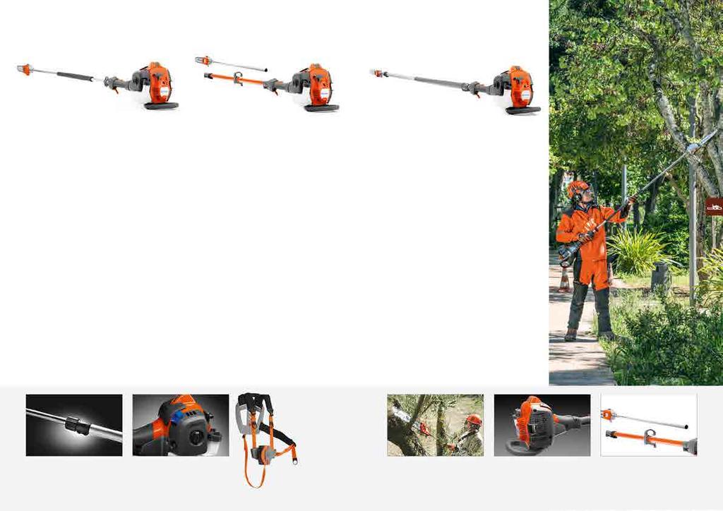 82 MOTORSÅGAR OCH STÅNGSÅGAR NYHET! NYHET! HUSQVARNA 525P4S Robusta, mångsidiga och effektiva stångsågar. HUSQVARNA 525P5S Lätta stångsågar med extra lång räckvidd.