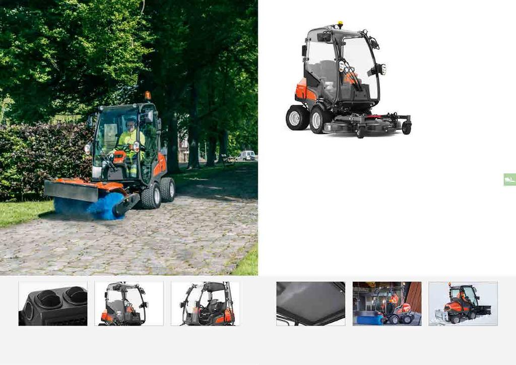 FRONTKLIPPARE 109 NYHET! HUSQVARNA P 525D/P 520D MED HYTT Arbeta produktivt i alla årstider. Rymlig hytt med stor vindruta. Vindrutetorkare som täcker en stor yta. Robusta glasdörrar.