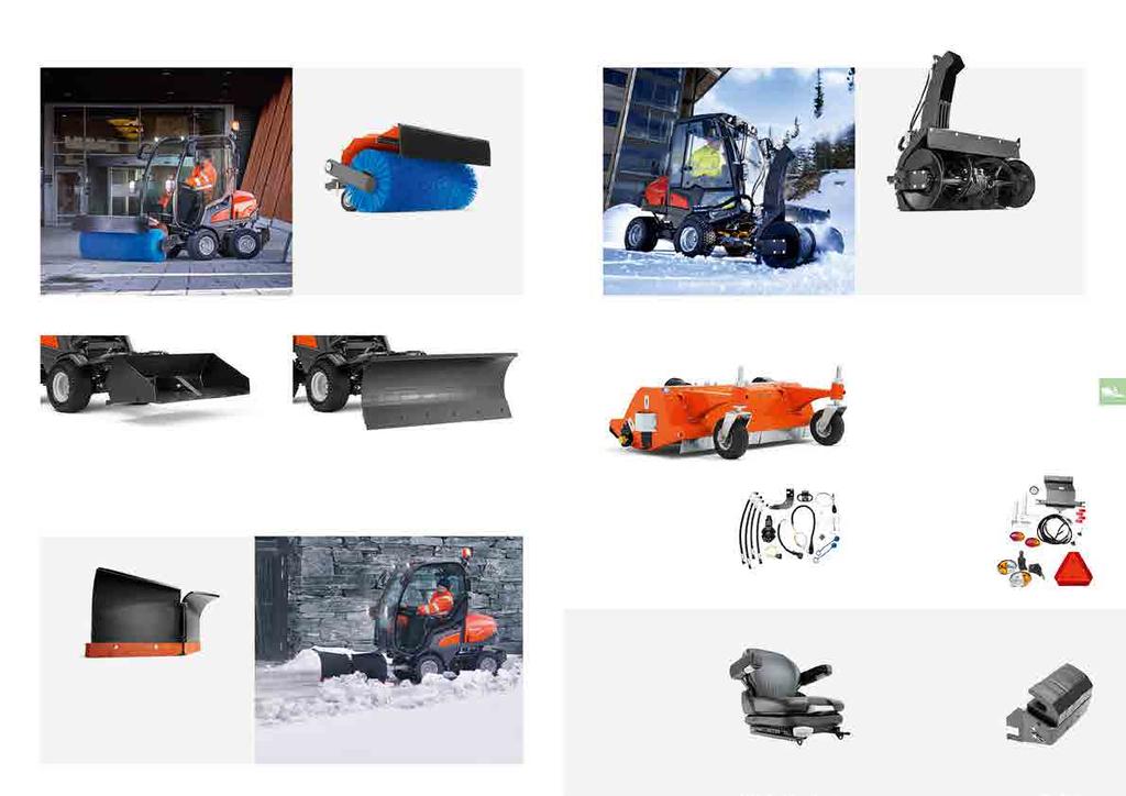 110 FRONTKLIPPARE FRONTKLIPPARE 111 Tillbehör för P 525D/P 520D. NYHET! BORSTE PTO-driven borste för effektiv borttagning av tunna snötäcken, löv och skräp.