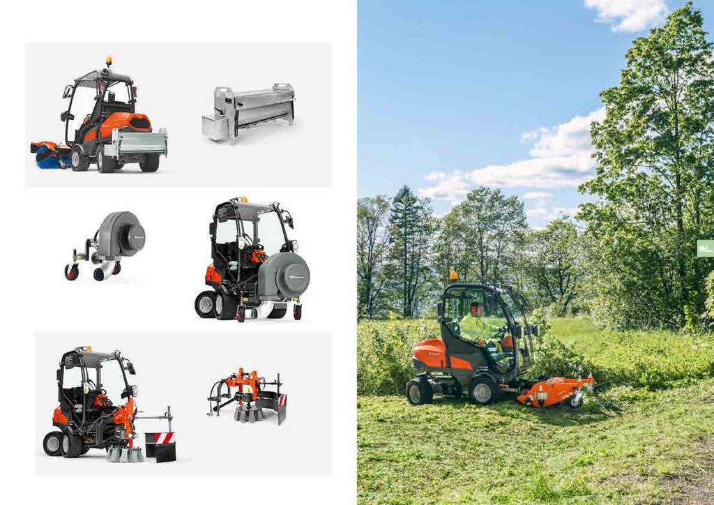 112 FRONTKLIPPARE Tillbehör för P 525D/P 520D. NYHET! SPRIDARE Elektrisk spridare för sandning och avisning av gångvägar. Steglöst inställbar rullhastighet.
