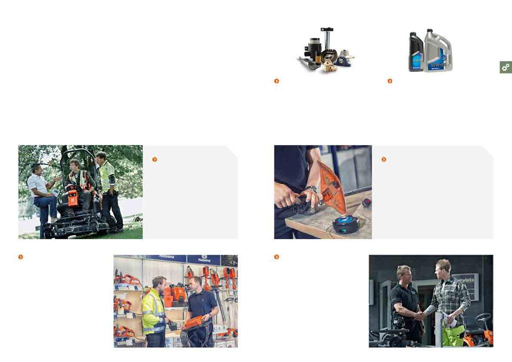 8 FÖRETAGSLÖSNINGAR FÖRETAGSLÖSNINGAR 9 PROFESSIONELLT STÖD FÖR PROFESSIONELLA ANVÄNDARE Din Husqvarna-återförsäljare är väl förtrogen med förhållandena i ditt område och kan ge dig råd om maskiner