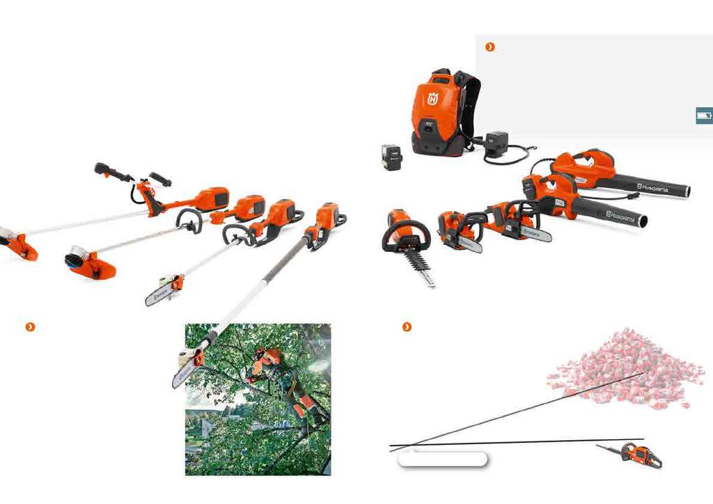 14 BATTERIER BATTERIER 15 MER PRESTANDA MED LÄGRE ÄGANDEKOSTNADER Att komplettera din befintliga bensindrivna maskinpark med en uppsättning batteridrivna Husqvarna-maskiner ger dig nya möjligheter