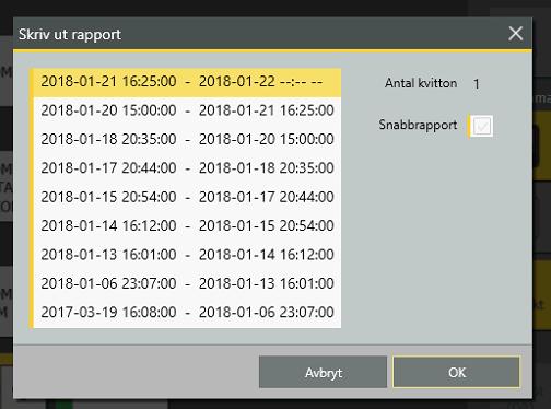 Dagsrapport ifrån terminal kommer i skrivaren.