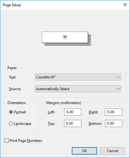 Användning 5 3. Först måste du välja utskriftsformat: Klicka på File (Arkiv) > Page Setup (Utskriftsformat) för att öppna dialogrutan Page Setup (Utskriftsformat) ( "Fig. 46
