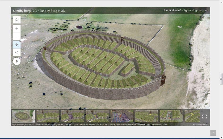 Rekonstruktion av Sandby borg. Kartan är interaktiv och datat från fältdokumentationen är tillgängligt även i denna karta.