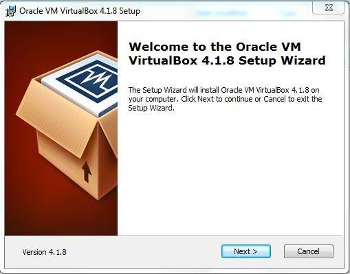 VirtualBox installation Den kan startas genom att dubbelklicka på en körbar installationsfil (innehåller 32