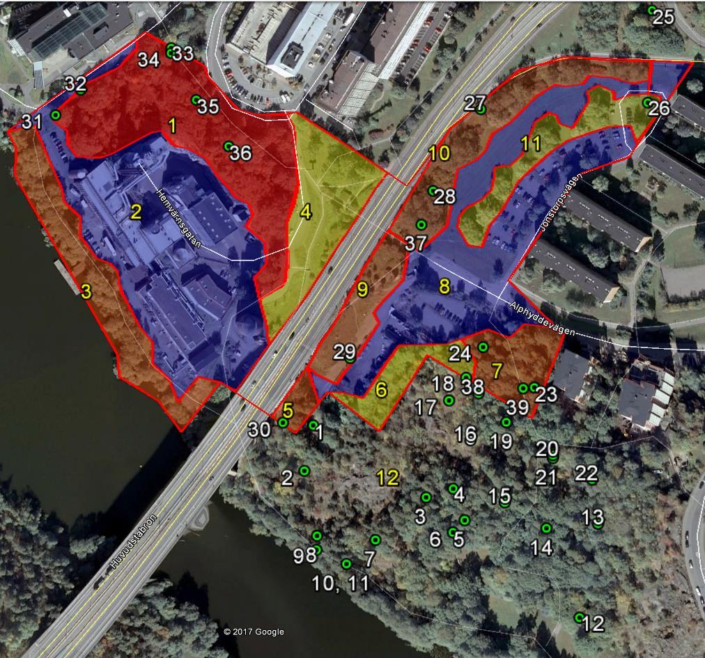 Bilaga 1 Karta över inventeringsområdet naturvärdesbedömning Rött Naturvärdesobjekt med högt naturvärde, områdesnummer Orange
