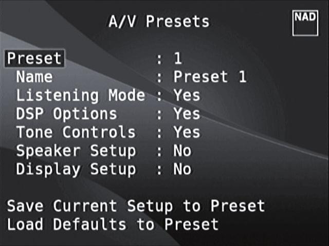 HANDHAVANDE HUR DU ANVÄNDER M15 HD SETUP MENY AV PRESETS (AV SNABBVALEN) EXEMPEL PÅ PROCEDUR FÖR ATT LAGRA A/V SNABBVAL 1 Gör för st dina inställningar för följande alternativ (du hittar dem under