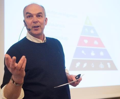 I presentationen hänvisade han till Maslows behovspyramid.