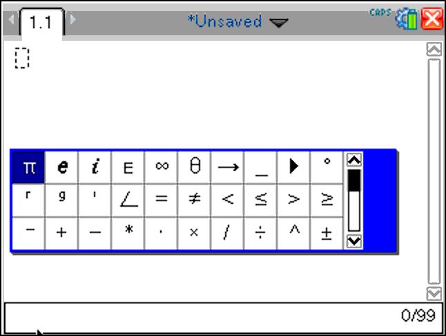 2. Tryck på,, eller för att välja en symbol. 3. Tryck på för att infoga symbolen. Mata in matematiska uttryck Använd mallarna för matematiska uttryck för att skapa tvådimensionella objekt, t.ex.
