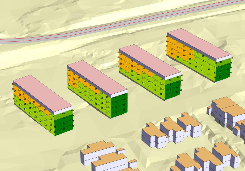 BILAGA 2 C Fasader mot söder och öster Kv Skridskon Prognosår 2035 - Maxflöde Ekvivalent ljudnivå