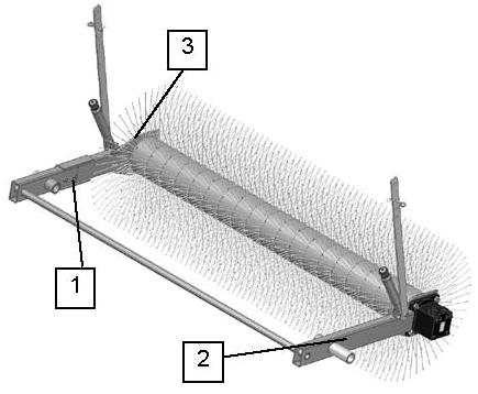 Öppna behållarens lucka och lösgör slangarna som hydraulikmotoren. Lösgör också alla bandet.. 4. Lossa dom två fästebultar som sitter i vänster rambalken och lösä lagerns låsskruv. 5.