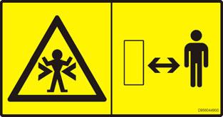 4.1 Varningsskyltar Nr Piktogram Förklaring 1 - Varning - Klämrisk! Klämställen kan leda till mycket svåra personskador även dödsfall!