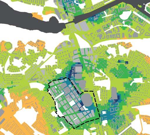 4 Program för Slakthusområdet 2010-20437 GRÖNSAMBAND OCH PARKTILLGÅNG Söderorts övergripande grönstruktur av natur- och friluftsområden består av större sammanhängande stråk som utgår från