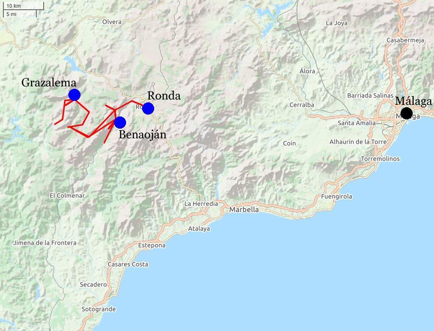 Sierra de Grazalema, Grazalema Ronda, 7 nätter 7(7) Sierra de Grazalema Vandringen följer främst GR-leder och lokala vandringsleder, med vissa