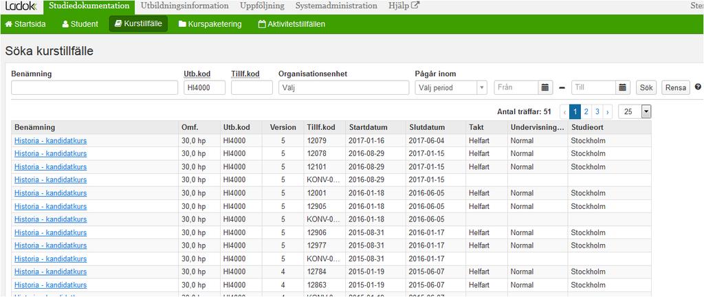 Attestera olika versioner För att kunna attestera på olika versioner av en kurs