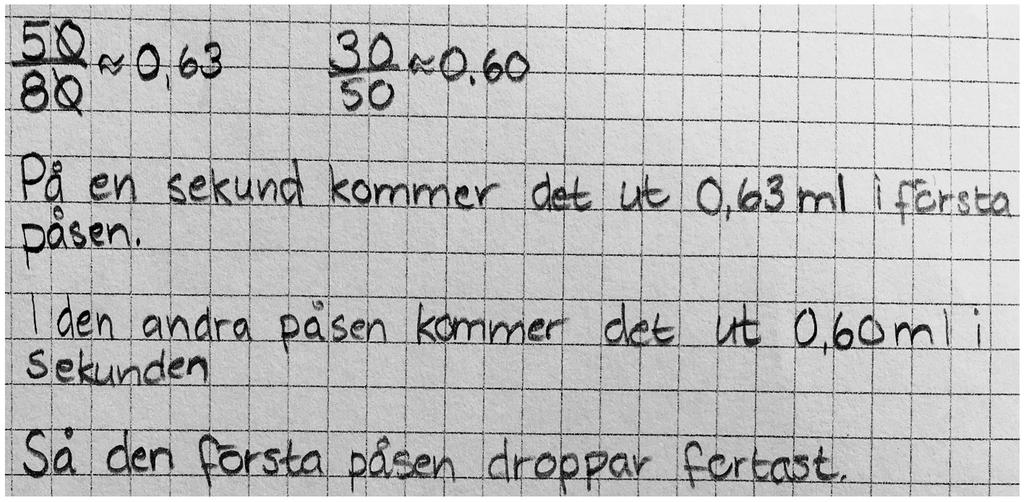 forskning om undervisning och lärande 2018: 2 vol. 6 och tid för varje enskild påse relateras direkt till varandra (multiplikativt) genom en division.