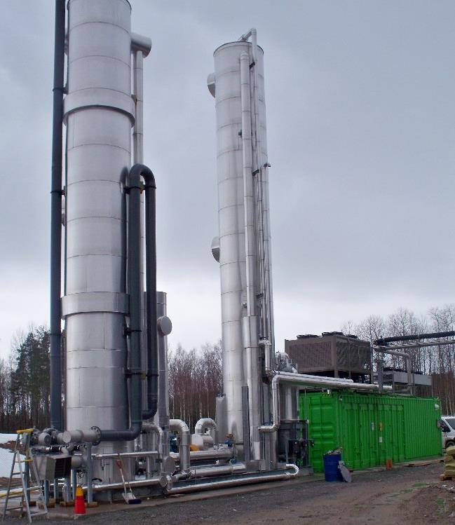 Bild på förvätskning av biogasen, hos FordonsGas Sverige AB.