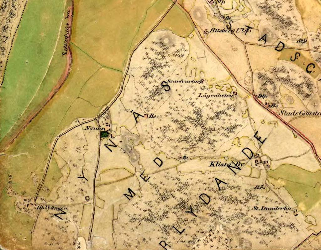 På Häradskartan från 1859-63 (Akt: J112-83-25) (fig 3) framgår att uppodling påbörjats i området söderut, i den östra kanten av Storskogen.