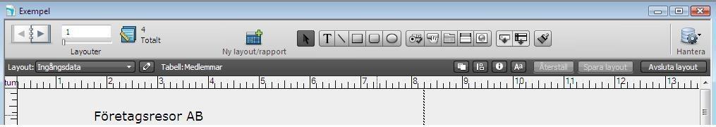 32 FileMaker Pro Introduktion Antal layouter i den här filen Layoutverktyg 4. Flytta pekaren över statusverktygsfältet och layoutlisten och bekanta dig på så sätt med layoutverktygen. 5.