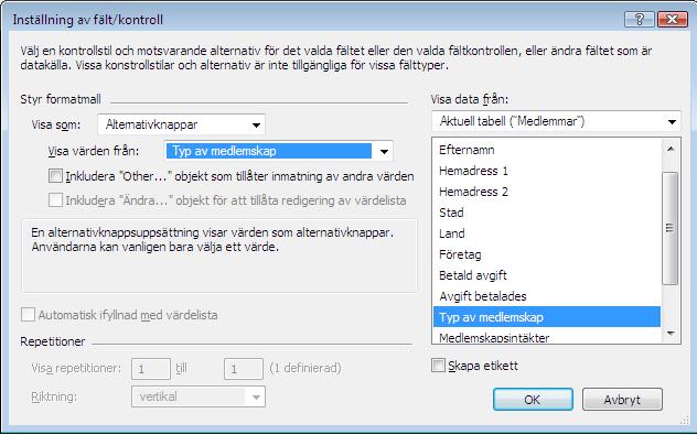 48 FileMaker Pro Introduktion 7. Stäng dialogrutan Ändra värdelista genom att klicka på OK. 8. Avsluta genom att klicka på OK.