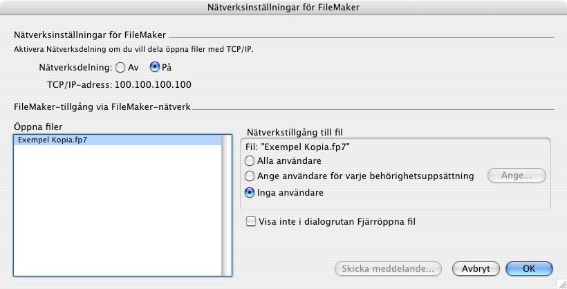 72 FileMaker Pro Introduktion När en delad fil öppnas har värden och klienterna tillgång till samma information och alla ändringar som görs i filen visas i alla användares fönster.