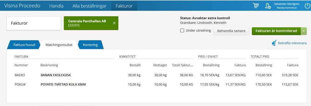 dubbelklicka för att klicka i fakturadetaljer på fakturan är