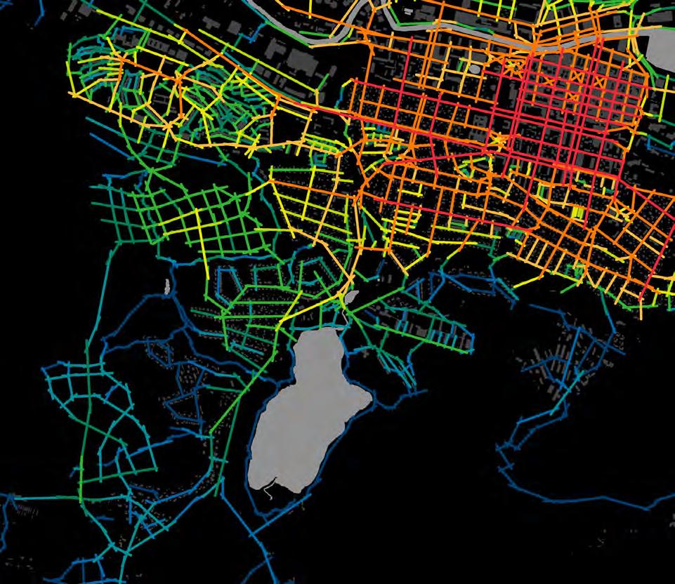 GÅNGNÄTETS TILLGÄNGLIGHET MED STRUKTURSTUDIE SVAGA KOPPLINGAR TILL OMGIVANDE STADSDELAR Med strukturstudien skapas en generell nätstruktur med viss lokal centralitet i Katrinehill.