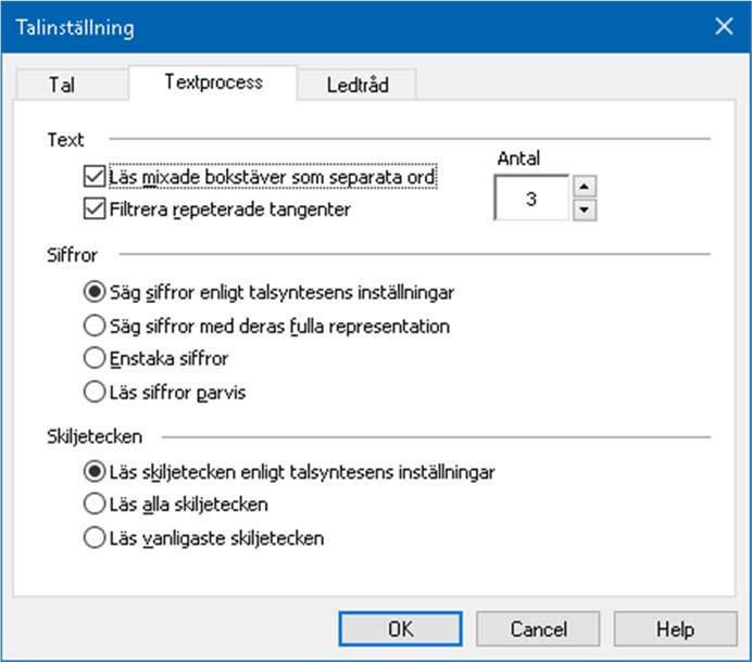 122 OBS: ZoomText stöder SAPI 4 eller SAPI 5 baserade talsynteser som har installerats på datorn och är godkända för användning av program från tredje part.