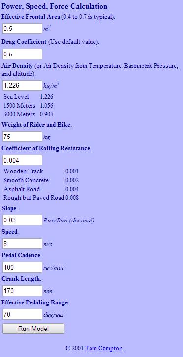 Analytic cycling Modellen som finns på analytic cycling s hemsida liknar kreuzotter, men lite mindre komplex.
