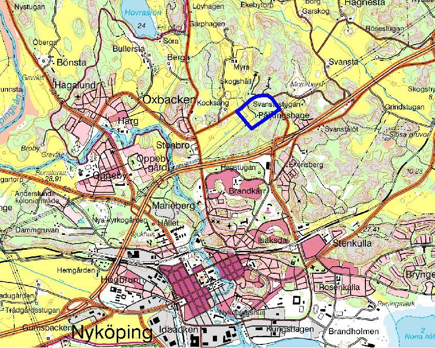 Figur 1. Utdrag ur Gröna kartan, 09H SV, med utredningsområdet markerat. Skala: 1:15 000. Ur Terrängkarta Lantmäteriverket Gävle 2007. Medgivande MS2007/04080.